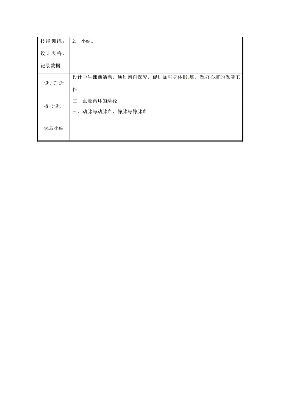北京市和平北路学校七年级生物下册《4.4.3 输送血液的泵—心脏（第2课时）》教案 新人教版_第2页