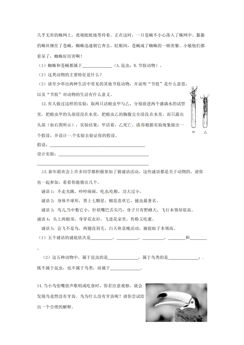 第11章 空中的生物 单元测试_第2页