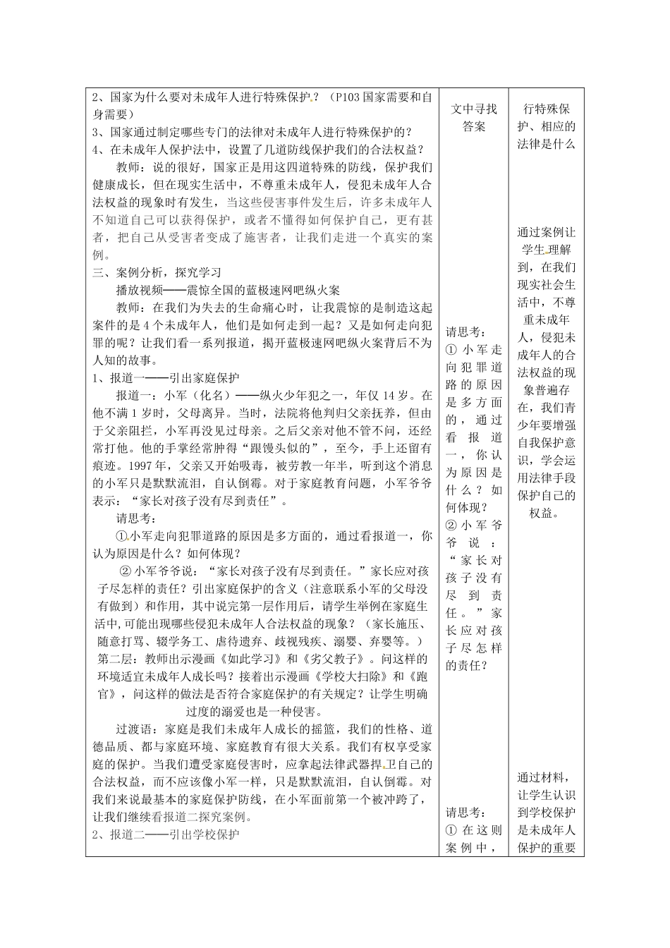 重庆市大坪中学七年级政治下册 4.8.1 特殊的保护，特殊的爱教案 新人教版_第2页