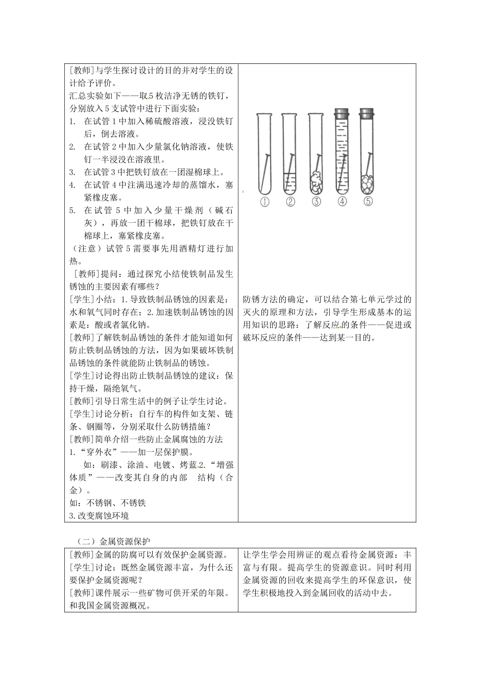 江苏省泰州市永安初级中学九年级化学下册 第八单元 金属和金属材料 课题3 金属资源的利用和保护（第二课时）教案 （新版）新人教版_第2页