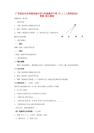 广东省汕头市龙湖实验中学七年级数学下册《7.1.1三角形的边》教案2 新人教版