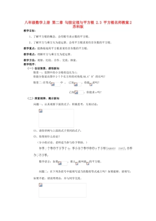 八年级数学上册 第二章 勾股定理与平方根 2.3 平方根名师教案2 苏科版