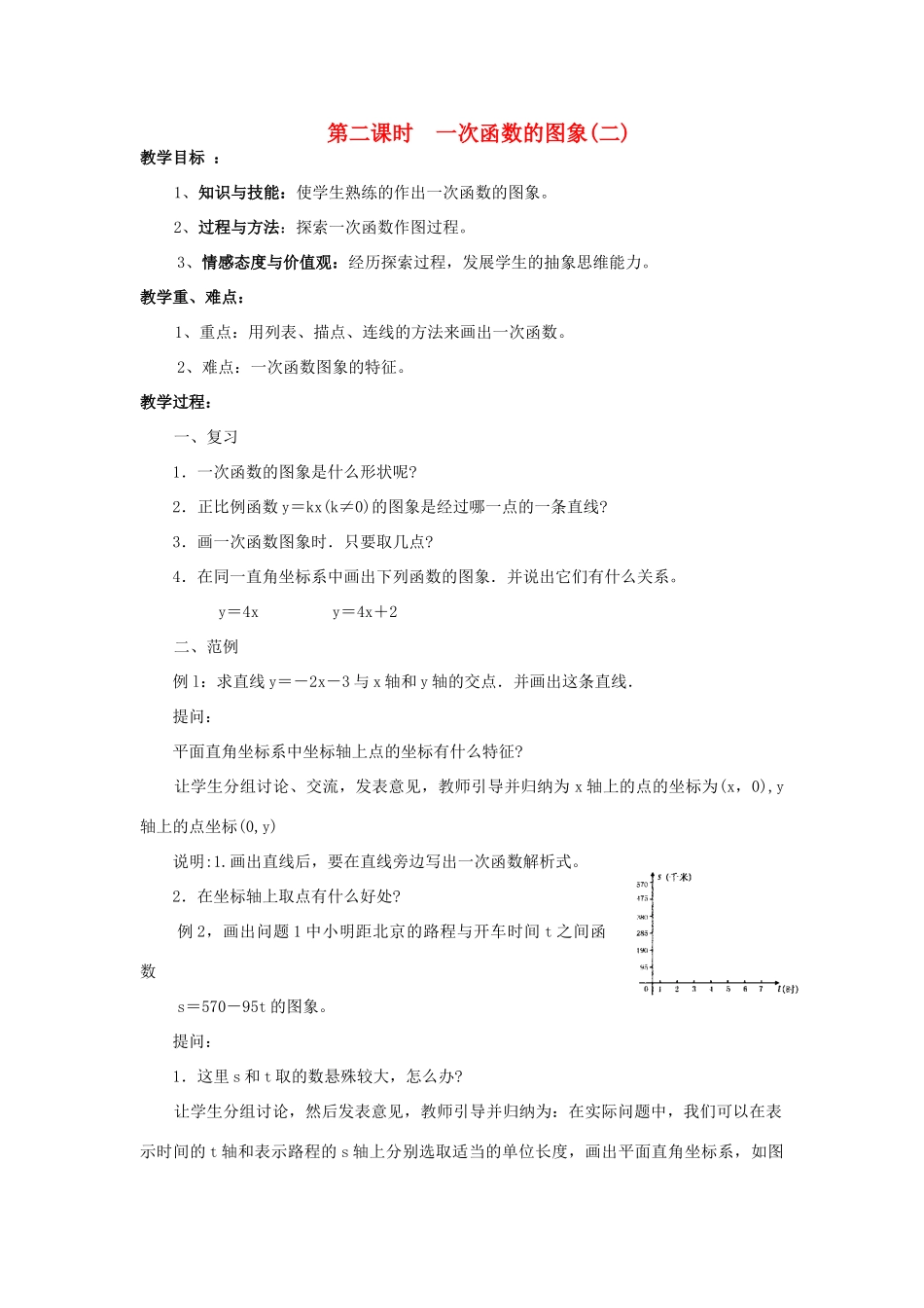 八年级数学下册 17.3.2 一次函数的图象 第2课时 一次函数的图象(二)教案 （新版）华东师大版-（新版）华东师大版初中八年级下册数学教案_第1页