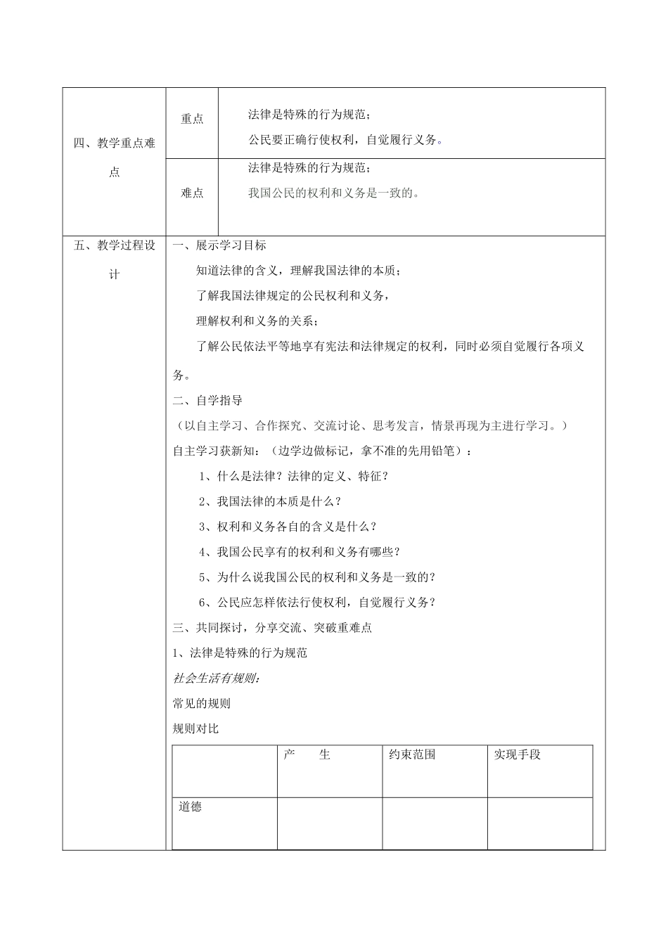 八年级政治上册 第四单元 我们依法享有人身权、财产 第七课 法律保护我们的权利 第1框 法律规定公民的权利和义务教案 鲁教版-鲁教版初中八年级上册政治教案_第2页