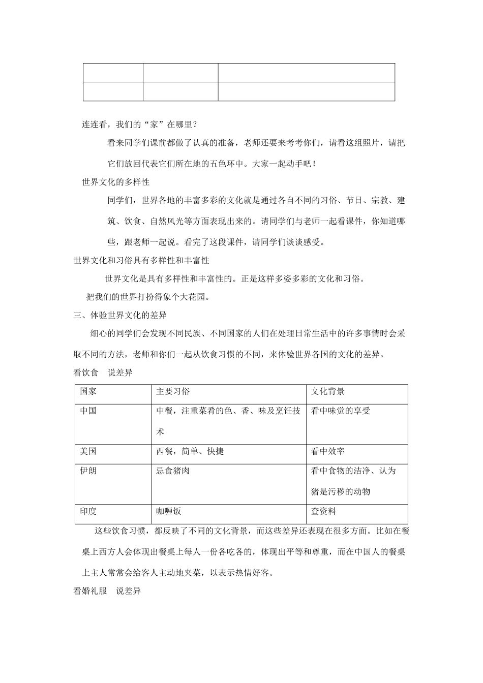 七年级政治上册 第10课 有朋自远方来 文化习俗 多姿多彩教案 苏教版_第3页