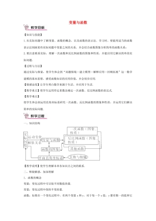 畅优新课堂八年级数学下册 第17章 变量与函数热点专题训练教案 （新版）华东师大版-（新版）华东师大版初中八年级下册数学教案