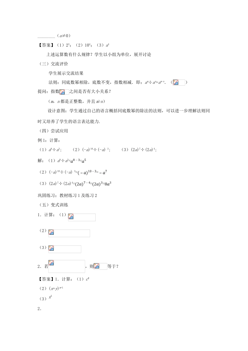 八年级数学上册 第十二章 整式的乘除 12.1 幂的运算教案 （新版）华东师大版-（新版）华东师大版初中八年级上册数学教案_第2页