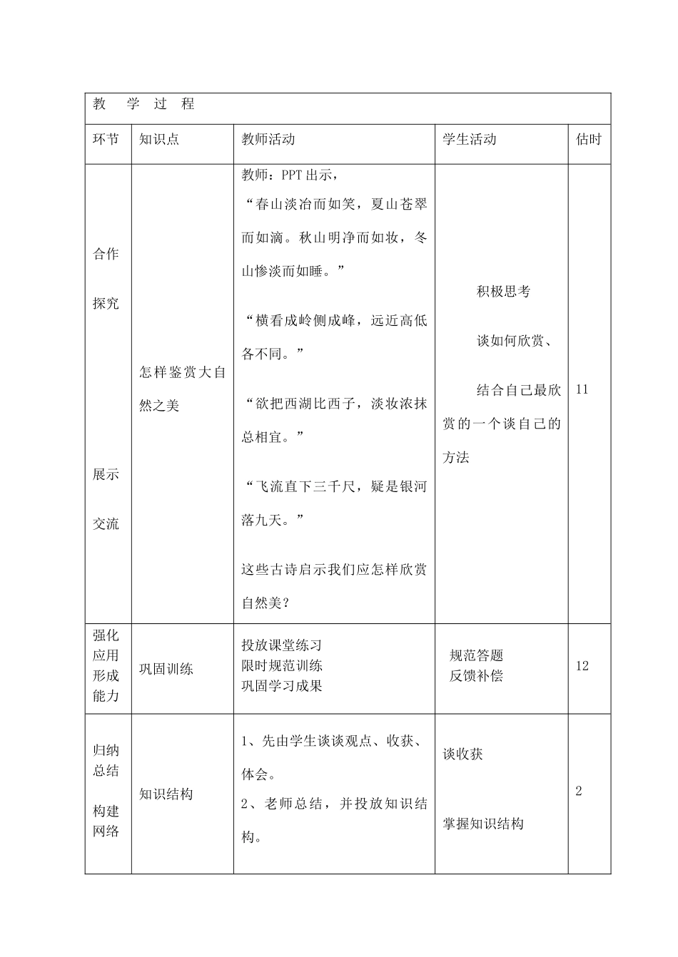 山东省临沭县第三初级中学八年级政治下册《感受大自然之美》教案_第3页