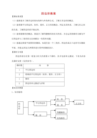 福建省泉州市泉港区三川中学中考数学一轮复习 四边形教案