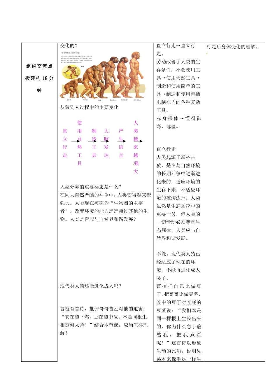 广西柳州市第十二中学七年级生物下册 人类的起源教案3 新人教版_第3页
