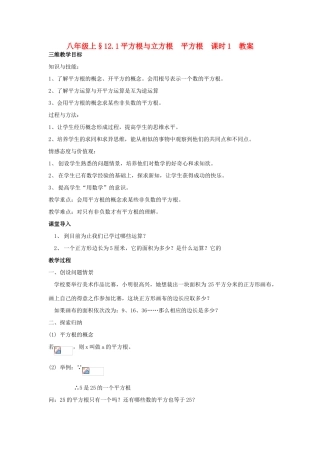 八年级数学上册 12.1平方根与立方根 平方根课时1教案 华东师大版
