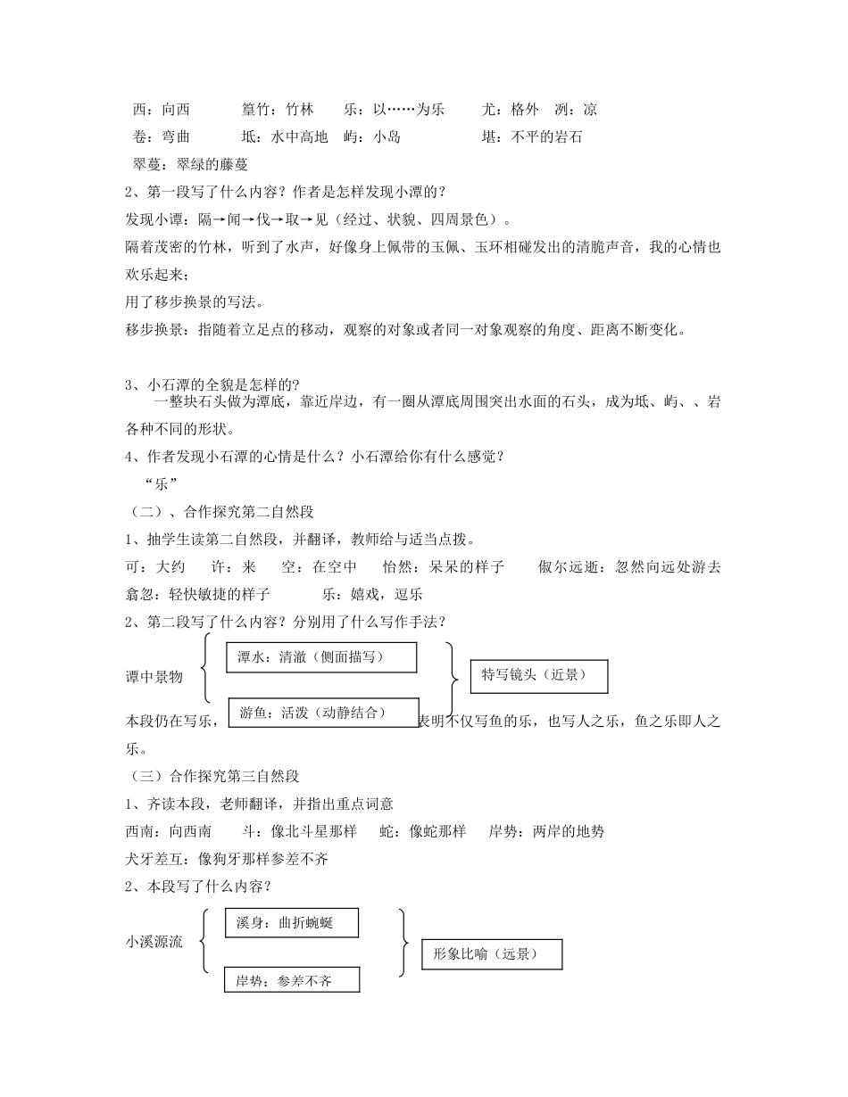 （秋季版）七年级语文下册 二十《小石潭记》教案 长春版-长春版初中七年级下册语文教案_第2页