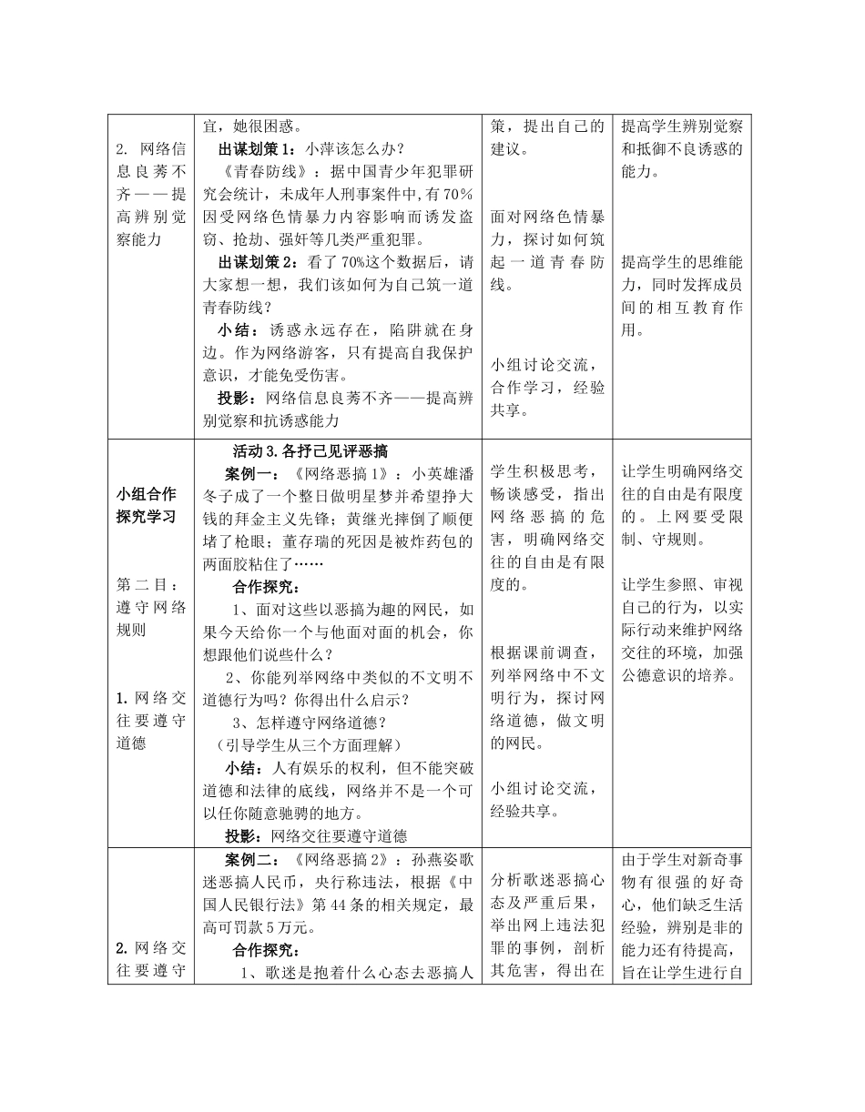 八年级政治上册 享受健康的网络交往教案 人教新课标版_第2页