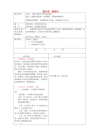 七年级政治上册《3.1 新生活 新起点》教案 鲁教版-鲁教版初中七年级上册政治教案