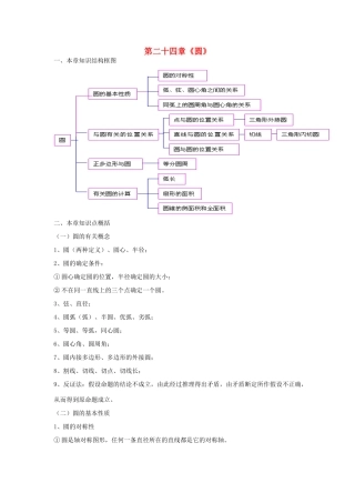 甘肃省通渭县黑燕山学校九年级数学上册 第24章 圆小结与复习教案 （新版）新人教版