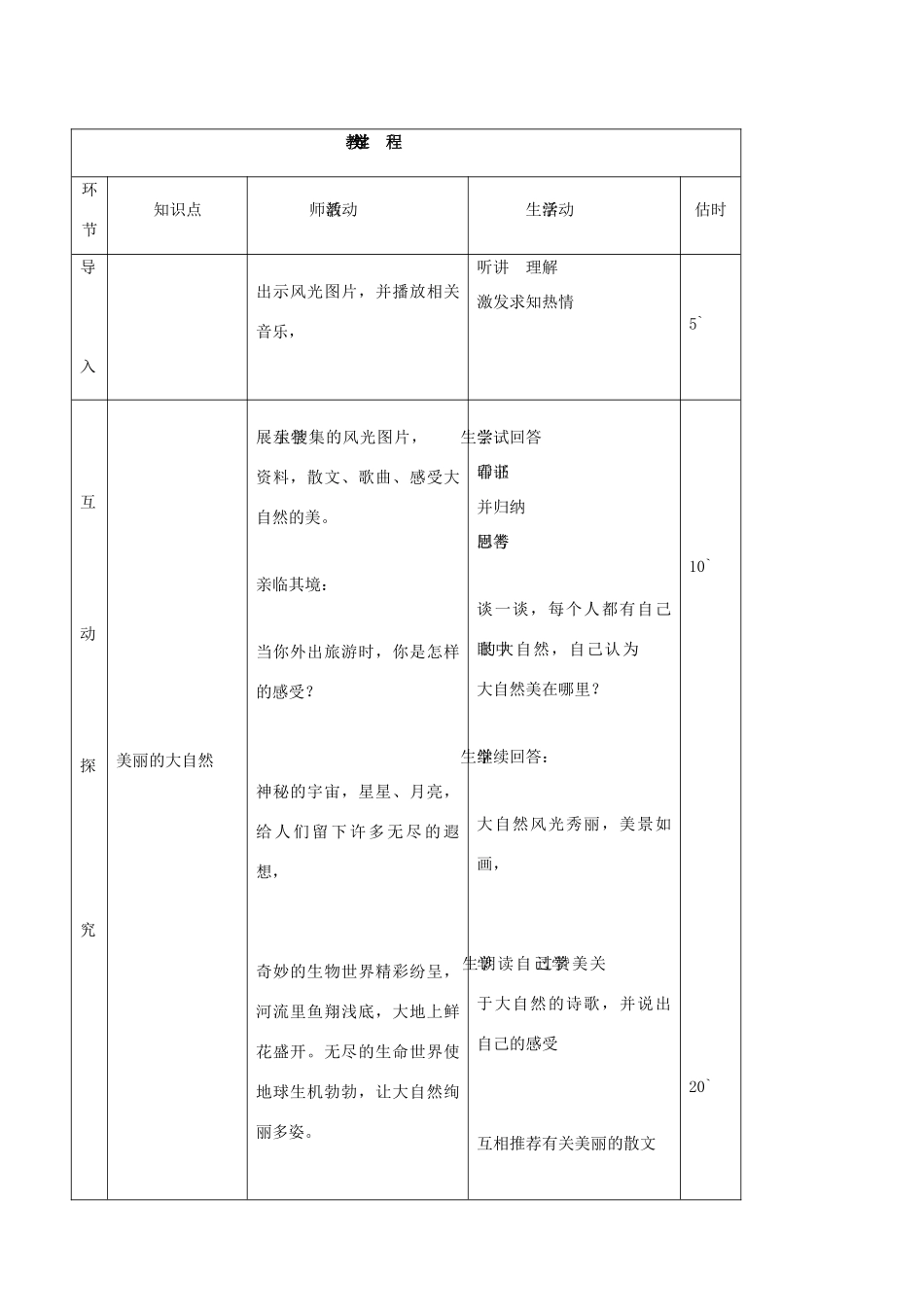 八年级思品下册 5感受大自然之美同步教案 鲁教版_第2页