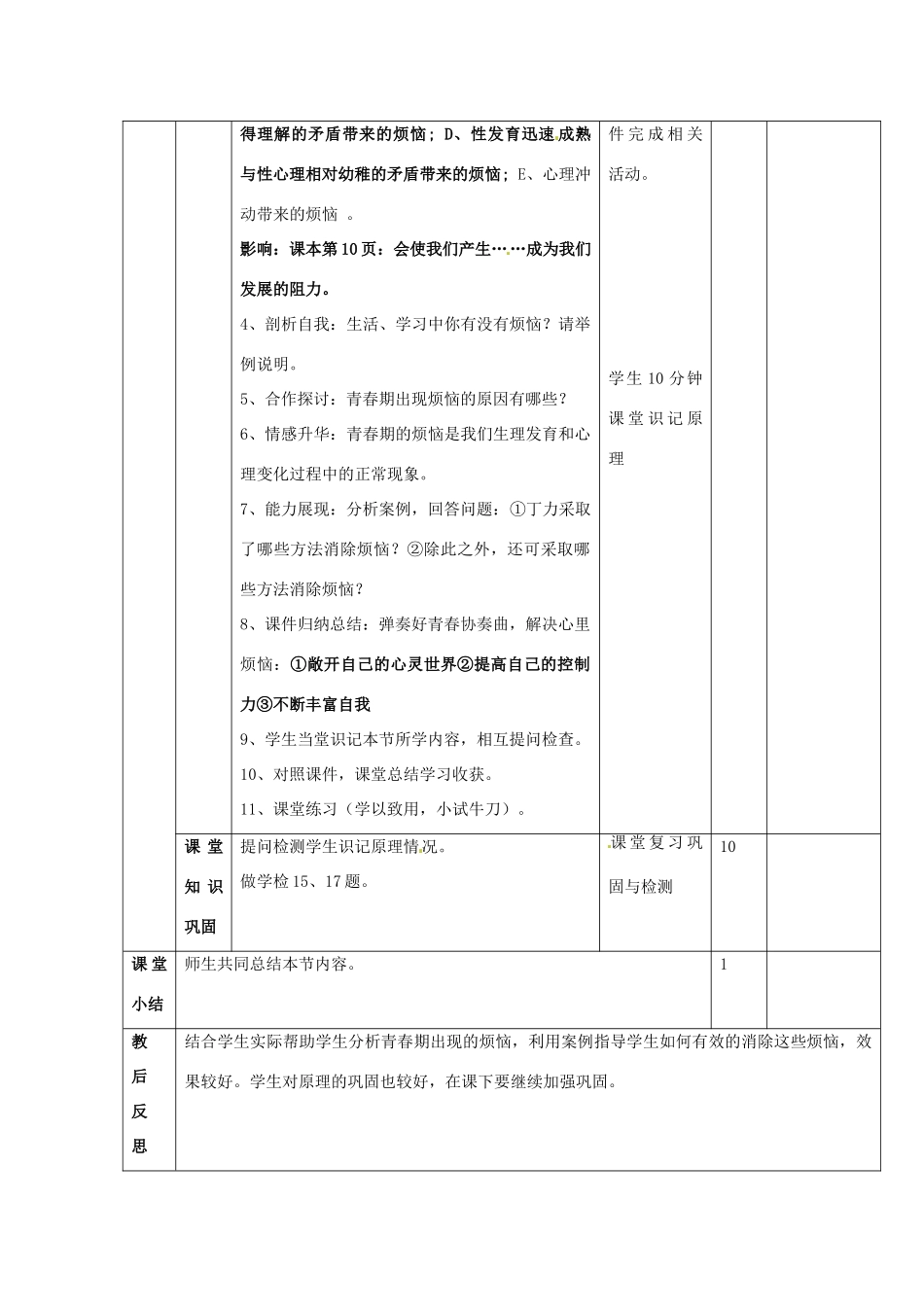 山东省邹平县实验中学七年级政治下册 第11课 第2节消除心理烦恼，快乐成长教案 北师大版_第3页