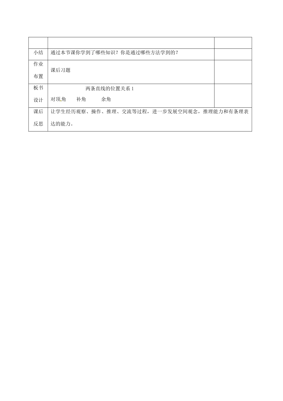 河北省邯郸市肥乡县七年级数学下册 第二章 相交线与平行线 2.1.1 两条直线的位置关系教案 （新版）北师大版-（新版）北师大版初中七年级下册数学教案_第3页