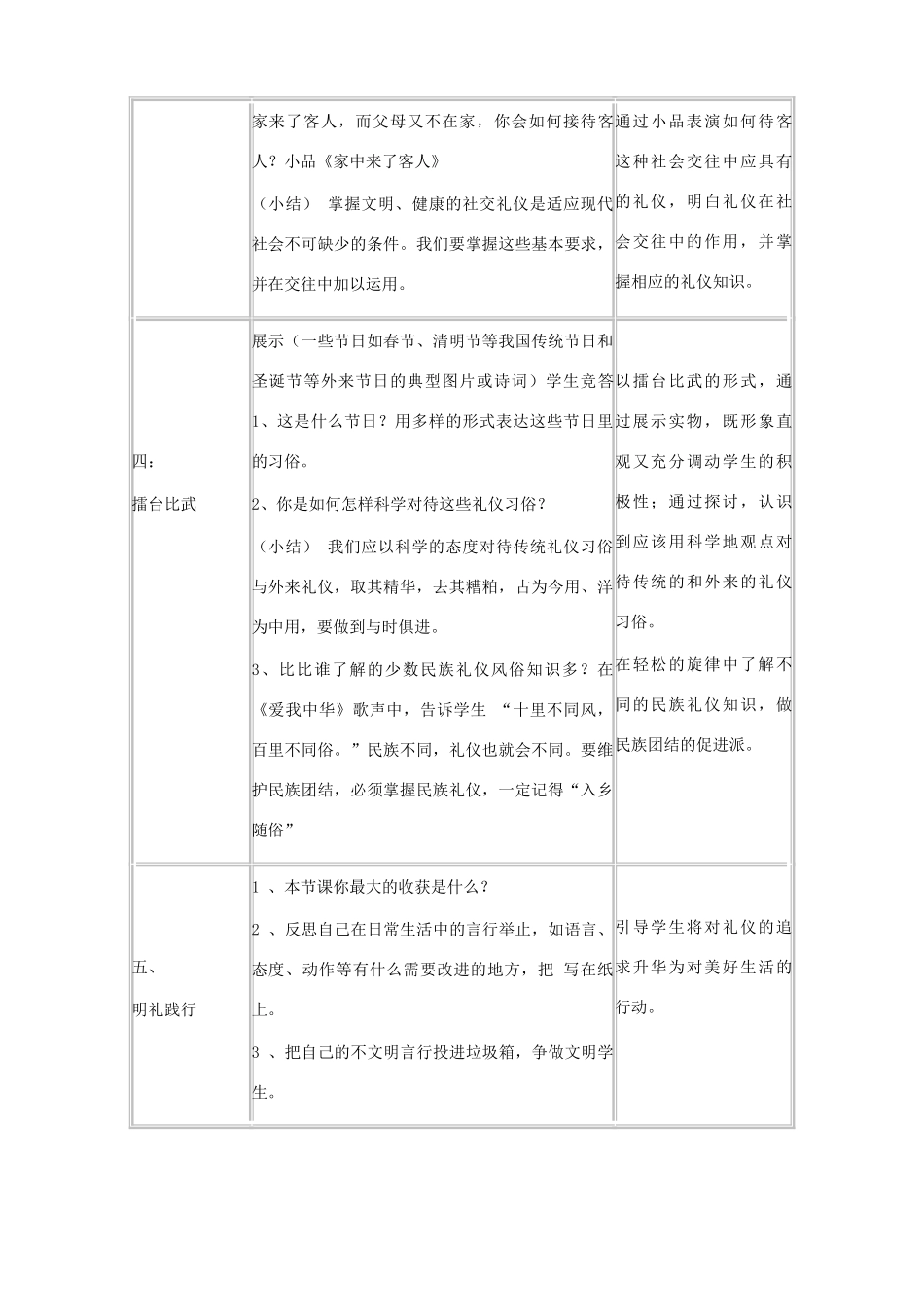八年级思想品德上册 7.2《礼仪展风采》教学设计1 新人教版_第3页