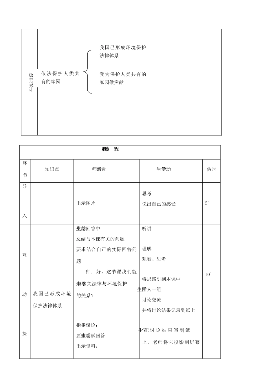 八年级思品下册 8依法保护人类共有的家园同步教案 鲁教版_第2页
