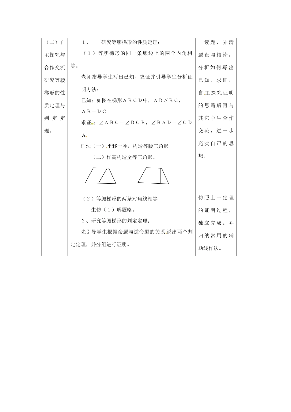 八年级数学下册 20.5等腰梯形的判定教案 华东师大版_第2页