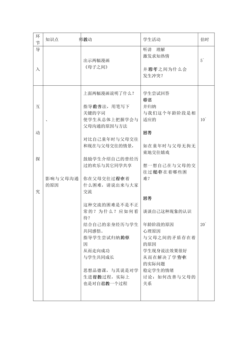 八年级政治上册 1.1.2 学会与父母沟通交流教案 鲁教版-鲁教版初中八年级上册政治教案_第2页