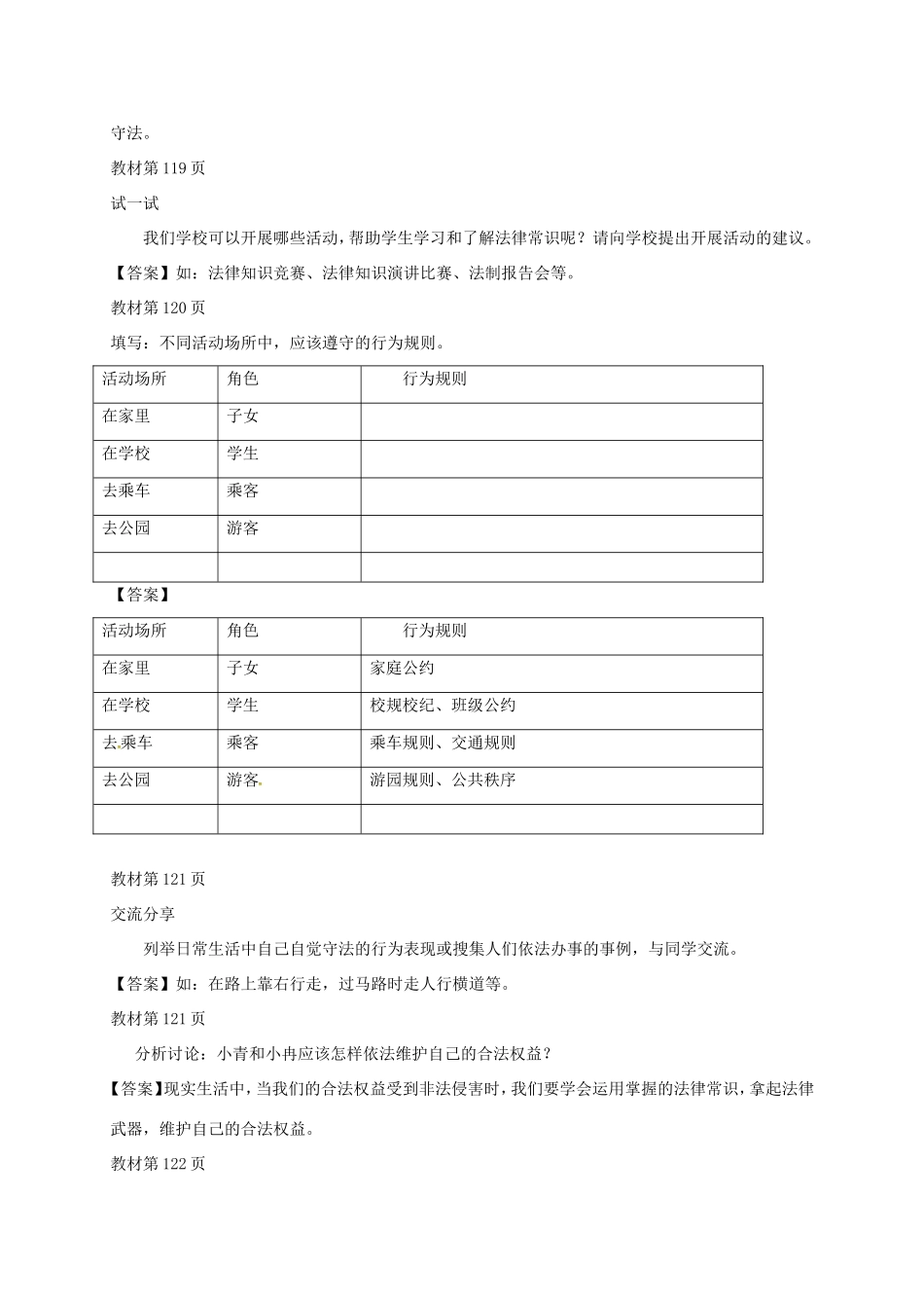 （秋季版）山东省七年级道德与法治上册 第五单元 走近法律 与法同行 第十课 维护法律尊严 第2框 知法于心 守法于行教案 鲁人版六三制-鲁人版初中七年级上册政治教案_第3页
