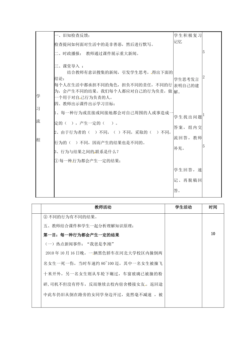 山东省滨州市邹平实验中学七年级政治下册《行为不同，结果不同》教案 鲁教版_第2页