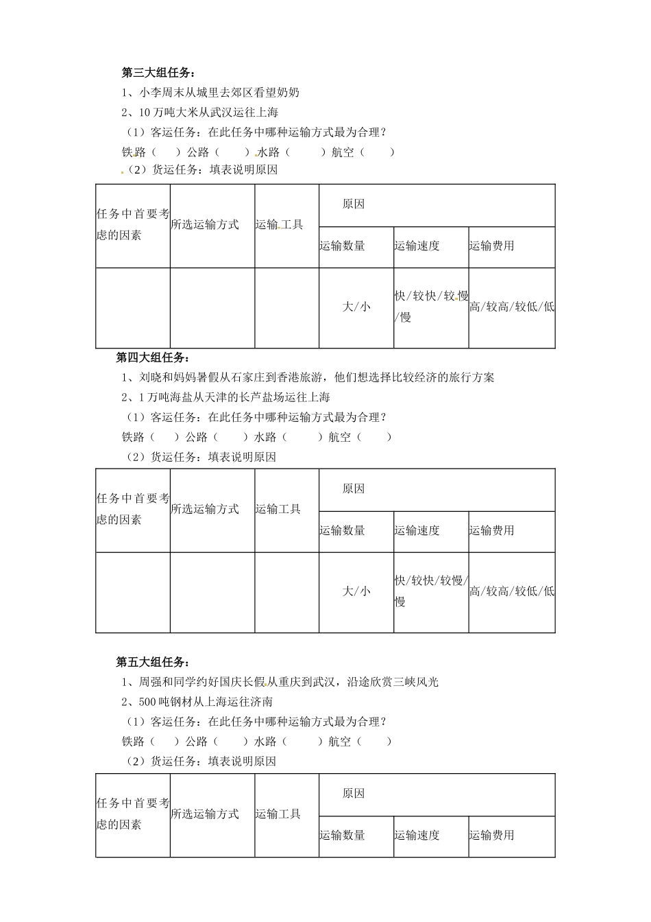 广东省佛山市顺德区大良顺峰初级中学八年级地理下册《第一章 第四节 交通运输业》教案 新人教版_第3页