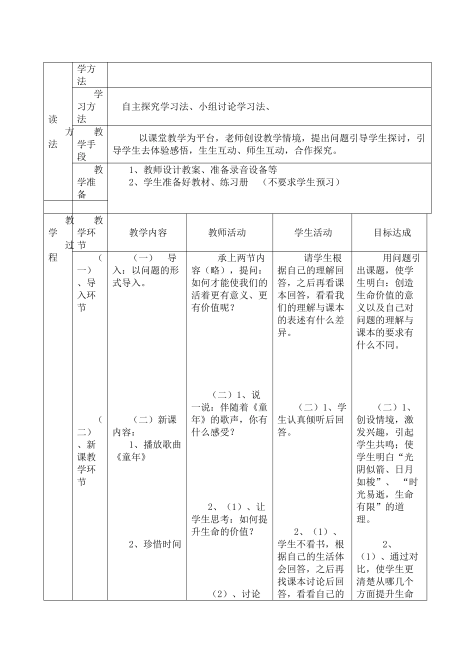 八年级政治上册 “创造生命的价值 ”教学课例与教学反思 上册 湘教版_第2页