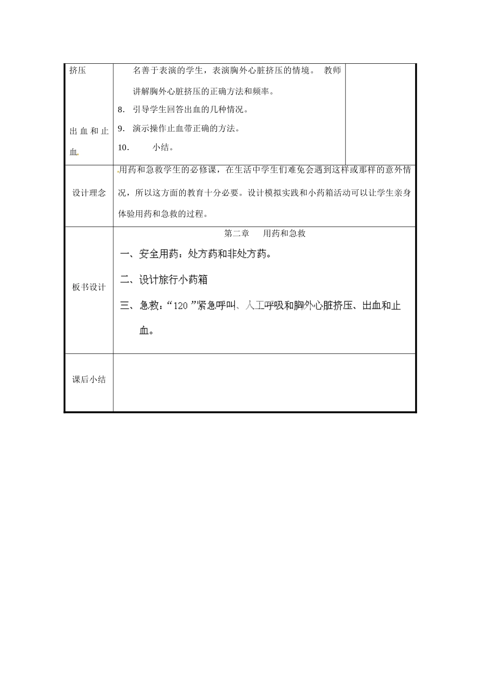 北京市和平北路学校八年级生物下册《8.2 用药和急救》教案 新人教版_第2页