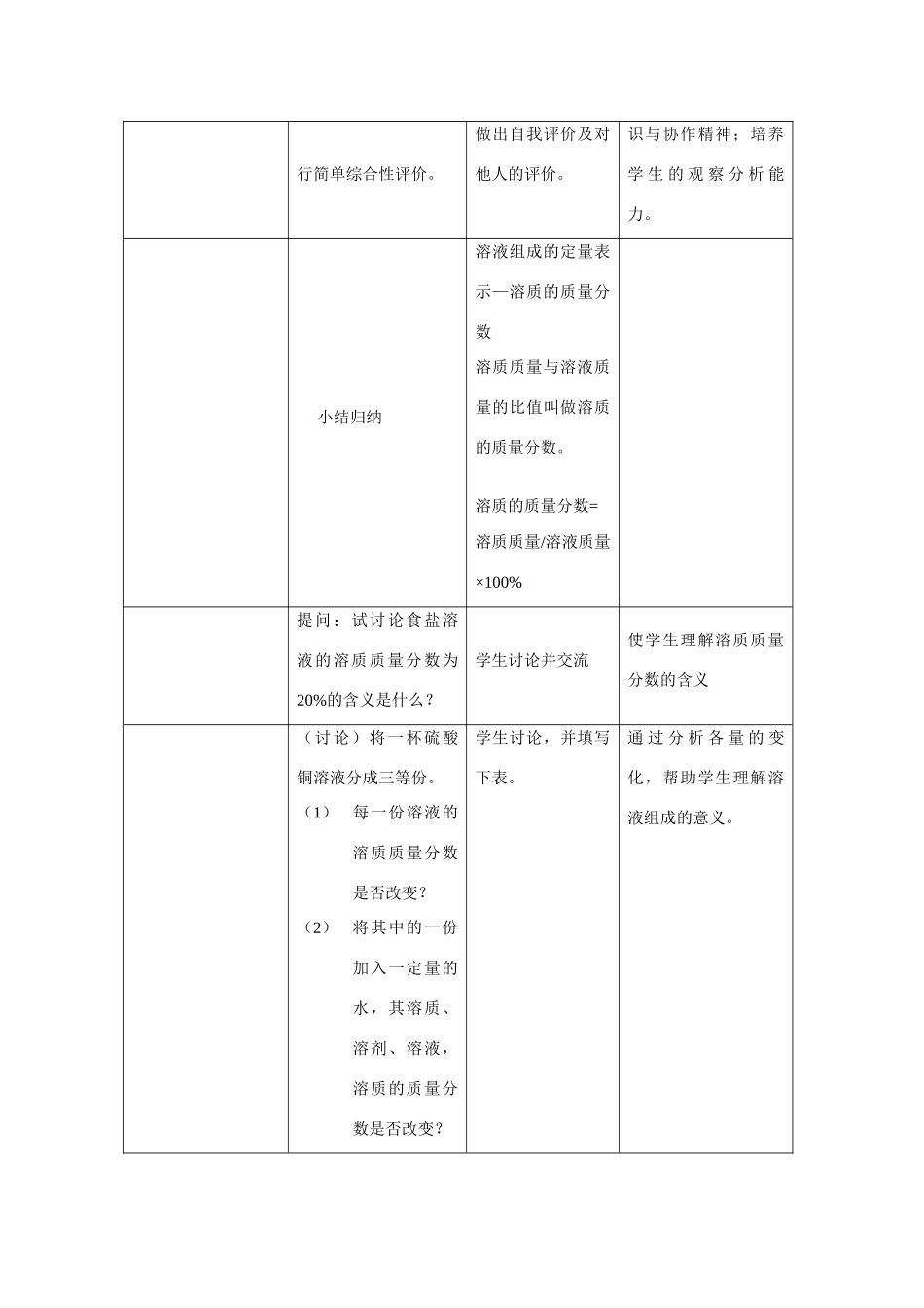 九年级化学下册 6.2 溶液组成的表示教案 湘教版_第3页