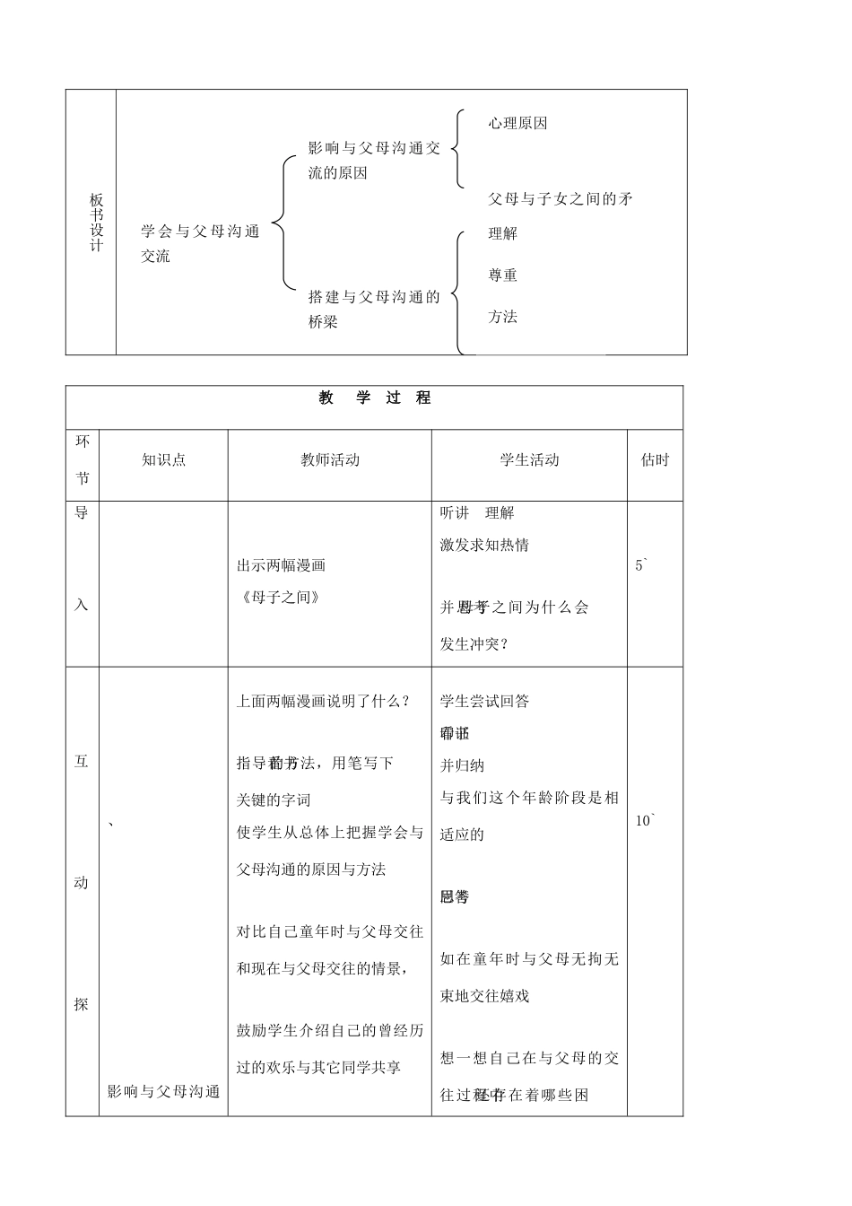 八年级思品上册 2学会与父母沟通交流同步教案 鲁教版_第2页