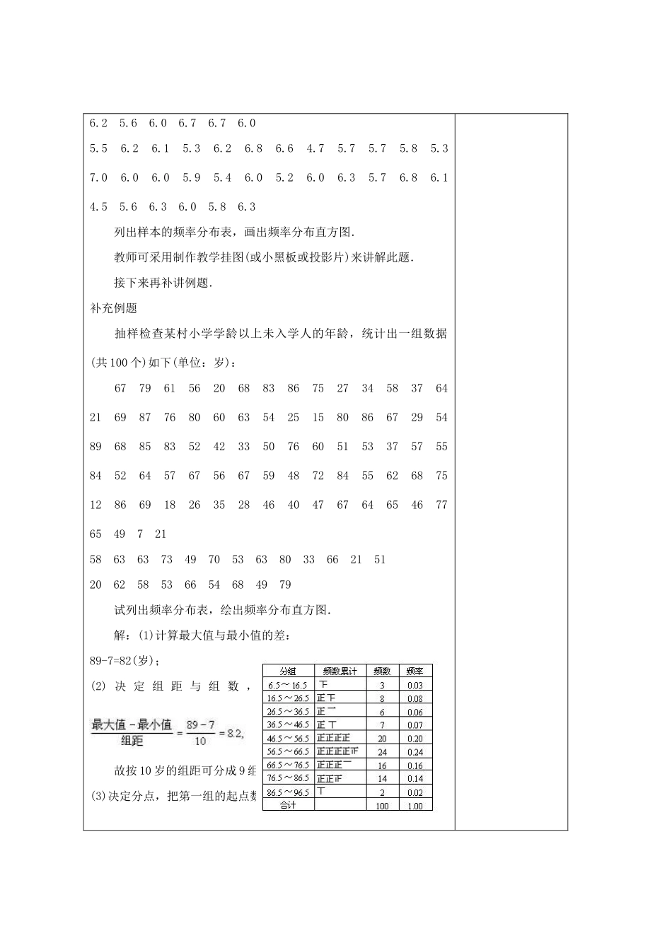 畅优新课堂八年级数学下册 第5章 数据的频数分布 5.2 频数分布直方图（第1课时）教案 （新版）湘教版-（新版）湘教版初中八年级下册数学教案_第2页
