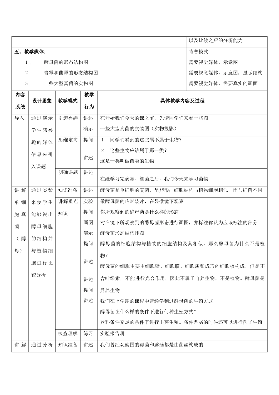 初二生物 第十四章生物的多样性第三节菌物教案_第2页