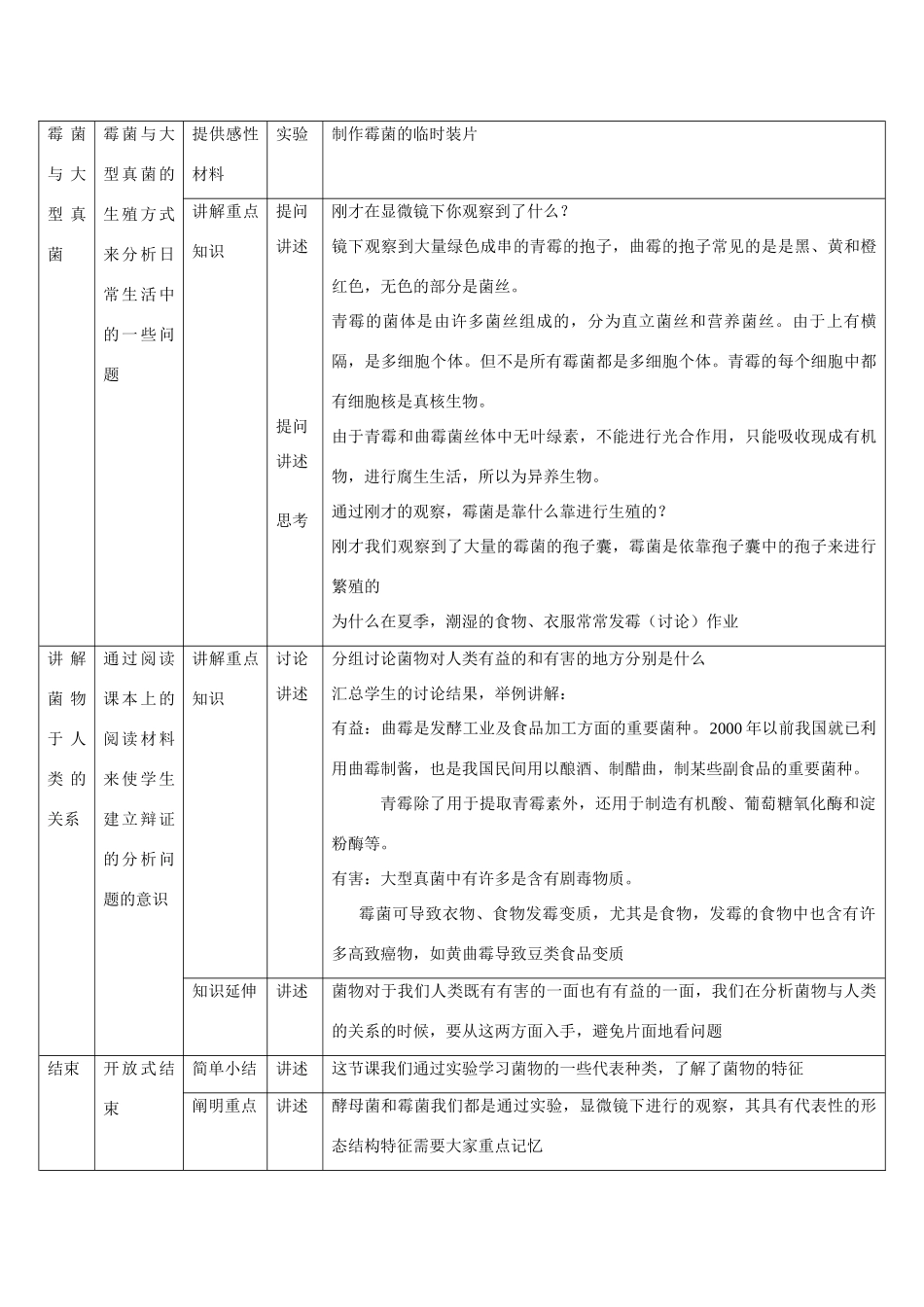 初二生物 第十四章生物的多样性第三节菌物教案_第3页