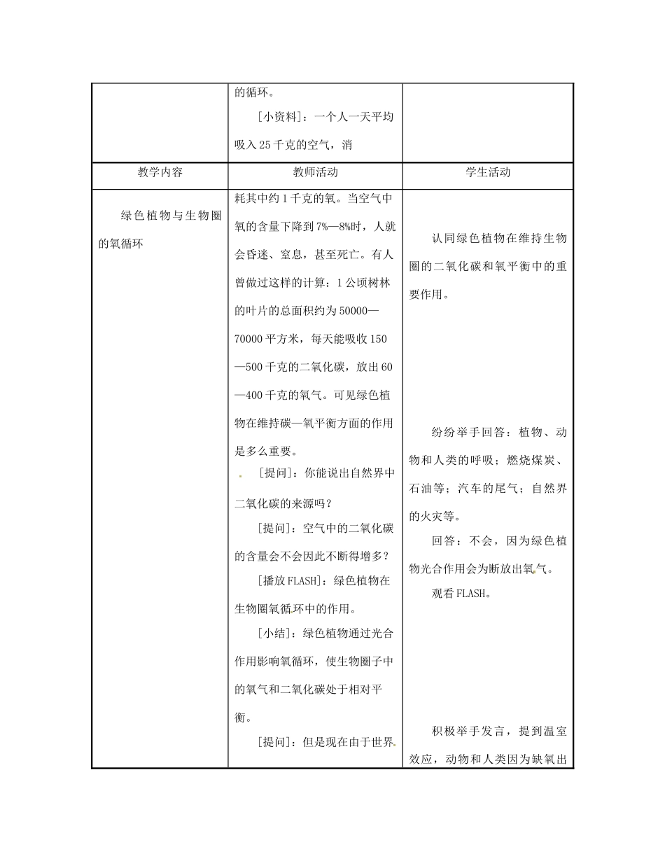 甘肃省白银市会宁县新添回民中学七年级生物上册《绿色植物与生物圈的物质循环》教案2_第2页