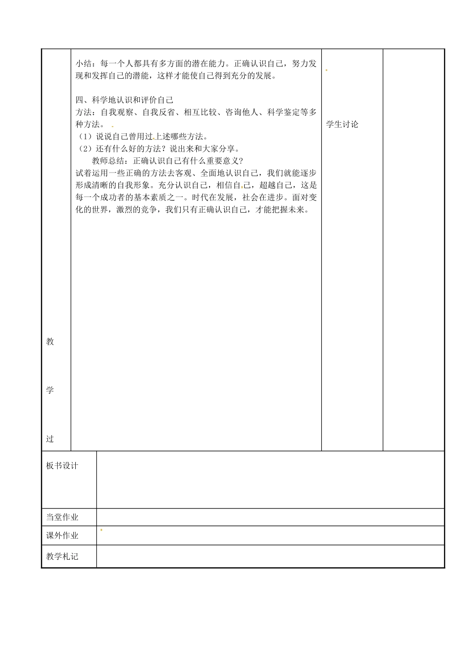 七年级政治上册 2.1 正确地认识和评价自己教案 苏教版-苏教版初中七年级上册政治教案_第2页