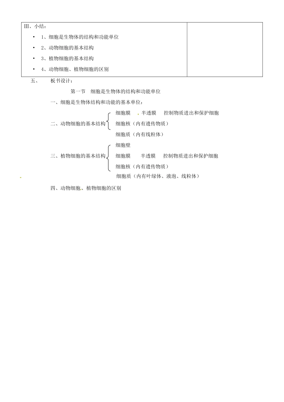 甘肃省白银市会宁县新添回民中学七年级生物上册《植物细胞的结构和功能》教案2_第3页