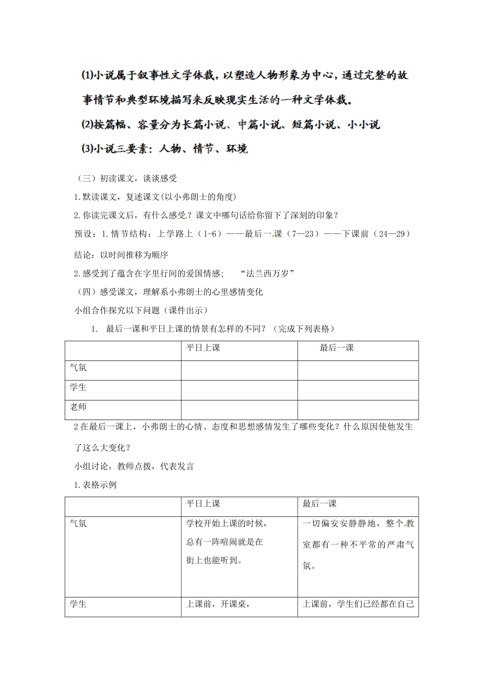 山西省忻州市第五中学七年级语文下册 最后一课教案 新人教版_第2页