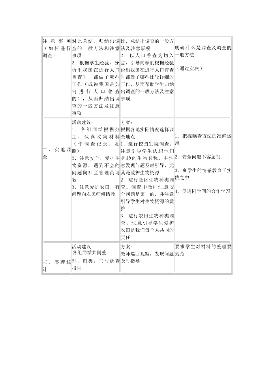 广州市白云区汇侨中学七年级生物上册《第一单元 第一章 第二节 调查我们身边的生物》教案 新人教版_第2页