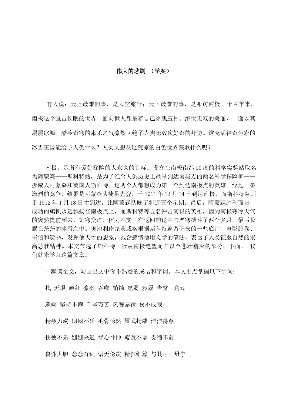 安徽省安庆市第九中学七年级语文下册 第21课 伟大的悲剧教案 新人教版_第3页