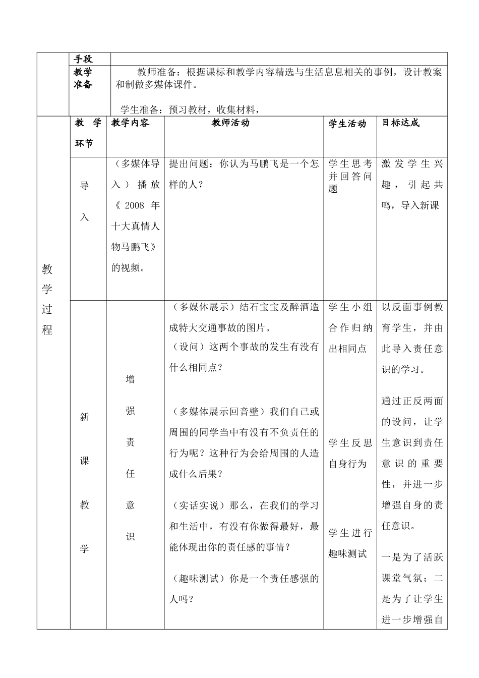 八年级政治上册 《学会负责》教学设计 湘教版_第2页