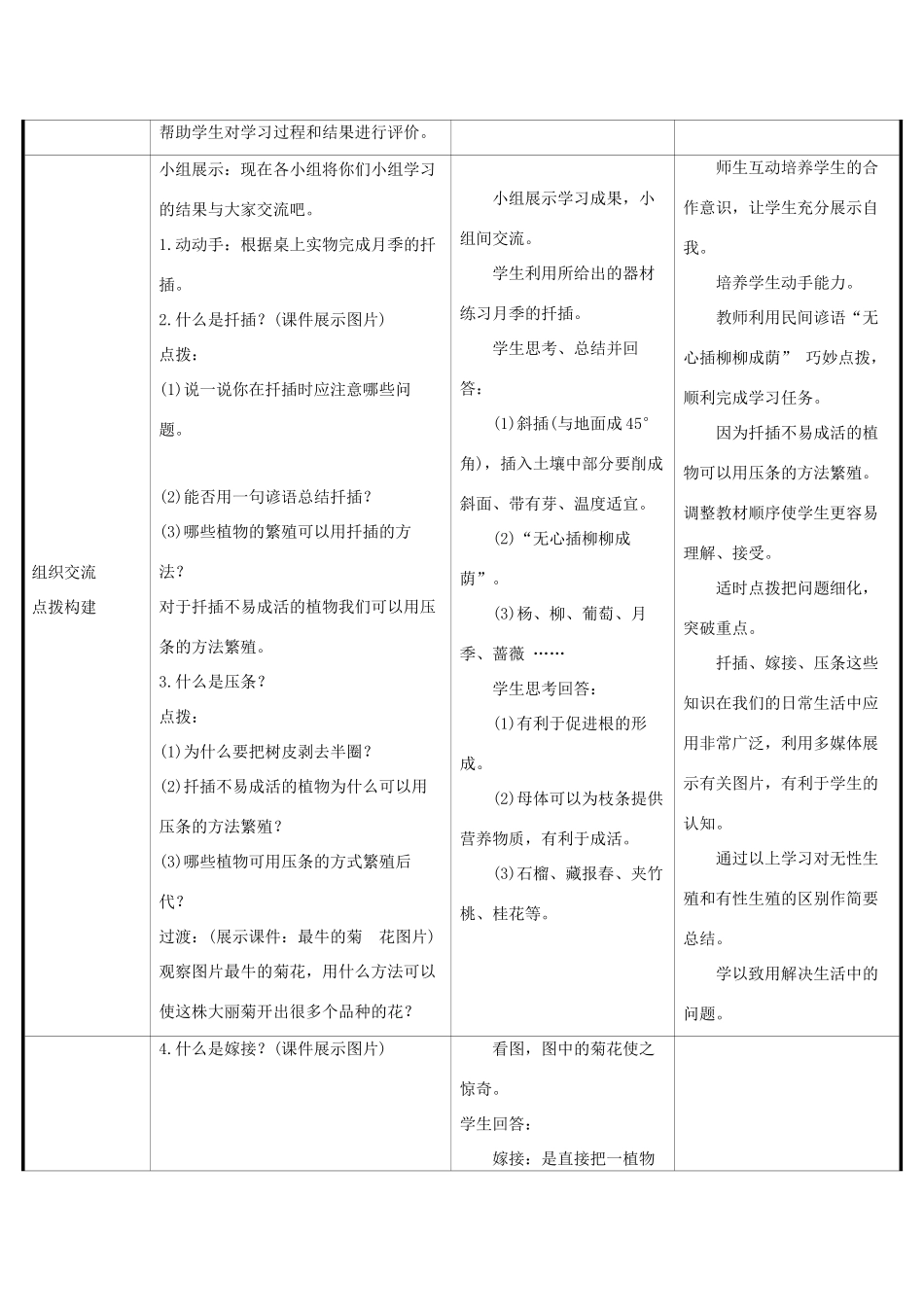 版八年级生物下册 第七单元 生物圈中生命的延续和发展 第一章 生物的生殖和发育 第1节 植物的生殖教案 （新版）新人教版-（新版）新人教版初中八年级下册生物教案_第3页