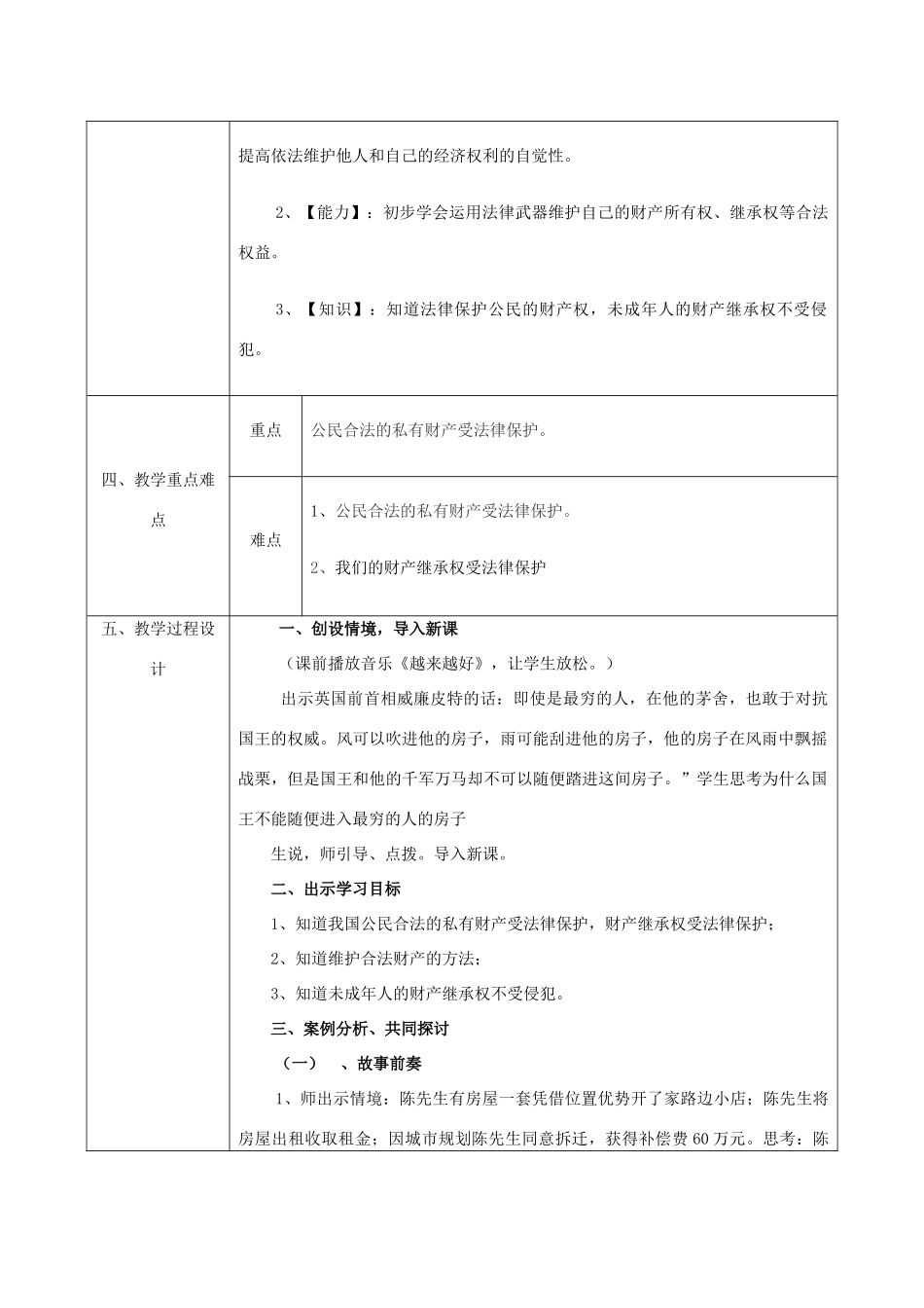 八年级政治上册 第四单元 我们依法享有人身权、财产 第九课 依法享有财产权、消费者权 第1框《财产属于谁、留给谁》教案 鲁教版-鲁教版初中八年级上册政治教案_第2页