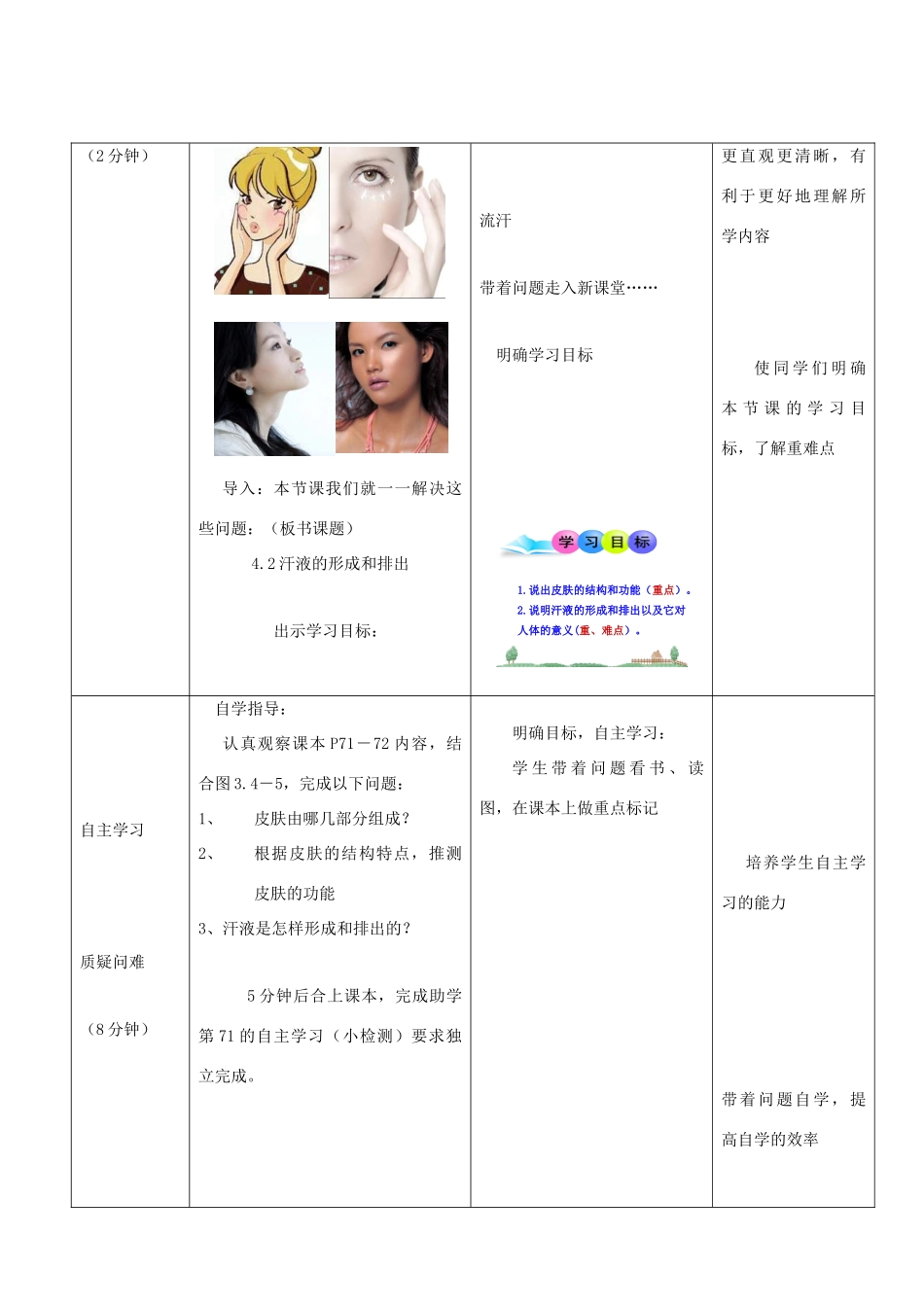 春季七年级生物下册 3.4.2 汗液的形成和排出教案 （新版）济南版-（新版）济南版初中七年级下册生物教案_第3页