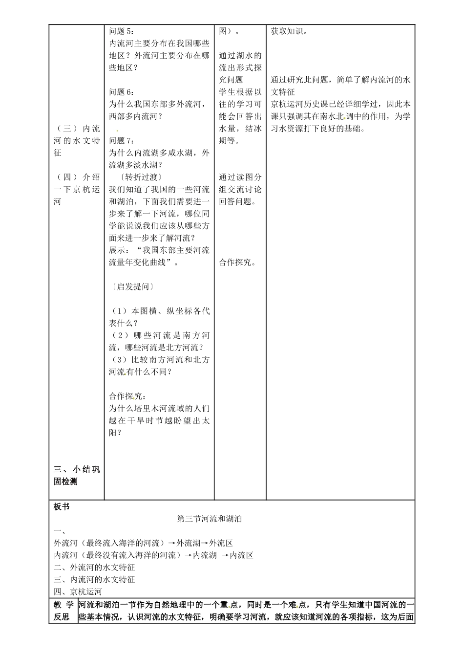 广东省珠海十中八年级地理上册《河流和湖泊》（第一课时）教案 新人教版_第2页