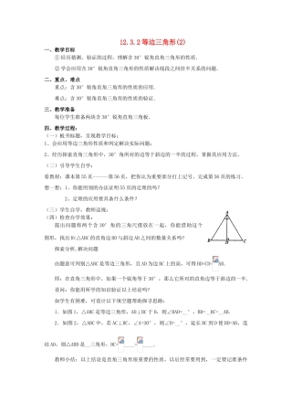 广东省汕头市龙湖实验中学八年级数学上册 12.3.2 等边三角形教案（2） 新人教版