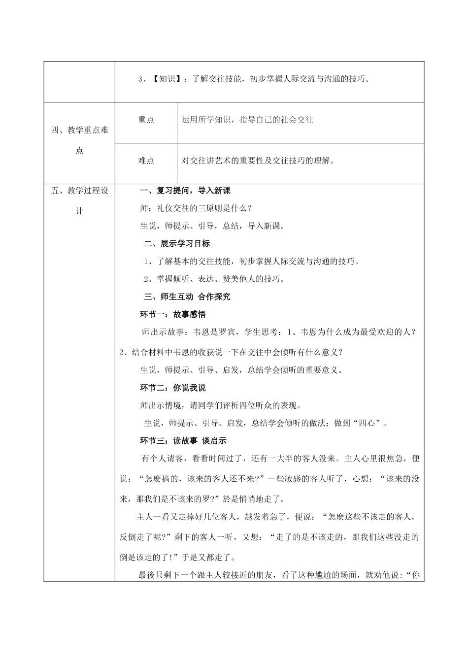 八年级政治上册 第二单元 学会交往天地宽 第四课 掌握交往艺术 提高交往能力 第2框《交往讲艺术》教案 鲁教版-鲁教版初中八年级上册政治教案_第2页