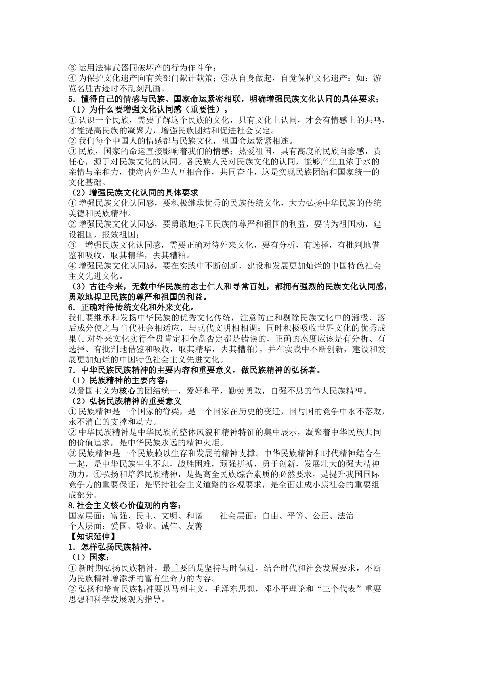 中考政治 第二课 融入民族文化复习教案 苏教版-苏教版初中九年级全册政治教案_第2页